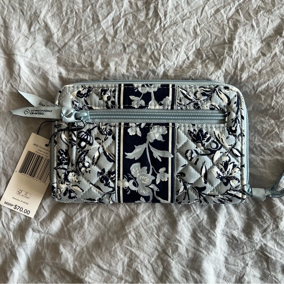 Vera Bradley RFID Turnlock Wallet - Perennials Gray - Picture 2 of 14